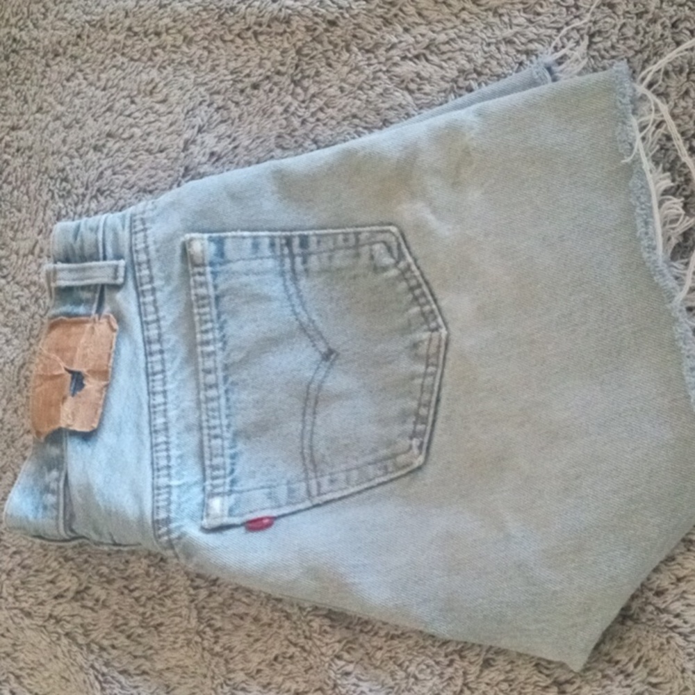 Levi's Pale Blue Denim Mini Skirt with Frayed Hem